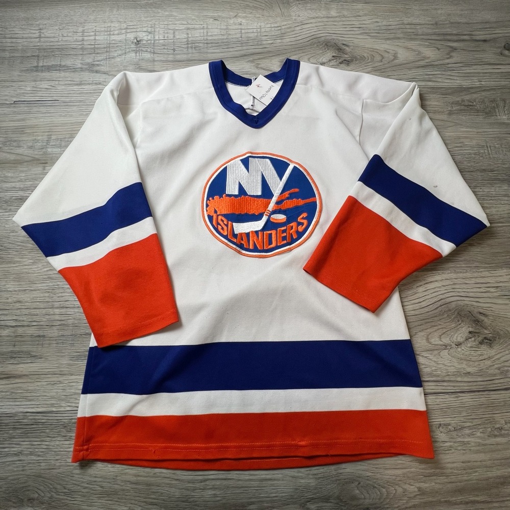 Unbranded NY Islanders Hockey Jersey Mens XL White Blue Orange Vintage 90s NHL